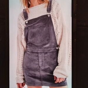 BDG Urban Outfitters NWT Purple Velvet Overall Mini Skirt Dress Size XS